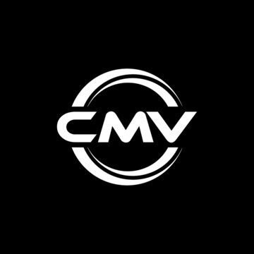 CMV letter logo design with black background in illustrator, vector logo modern alphabet font overlap style. calligraphy designs for logo, Poster, Invitation, etc.	