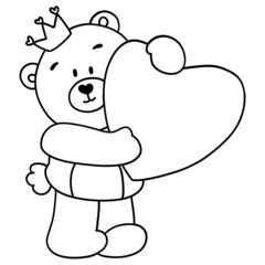valentine-teddy-bear outline design-SVG illustration for web, wedsite, application, presentation, Graphics design, branding, etc.