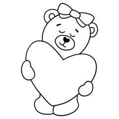 valentine-teddy-bear outline design-SVG illustration for web, wedsite, application, presentation, Graphics design, branding, etc.
