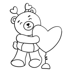 valentine-teddy-bear outline design-SVG illustration for web, wedsite, application, presentation, Graphics design, branding, etc.