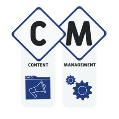 CM - Content Management acronym. business concept background.  vector illustration concept with keywords and icons. lettering illustration with icons for web banner, flyer, landing pag