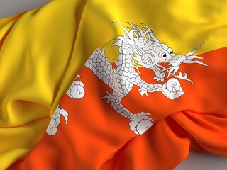 The flag of Bhutan, Kingdom of Bhutan