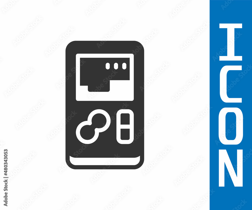 Poster grey portable video game console icon isolated on white background. handheld console gaming. vector