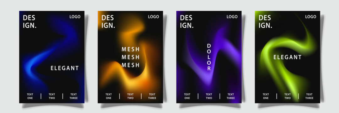 modern light wave gradation mesh colorful abstract style cover template background, set collection design vector graphic