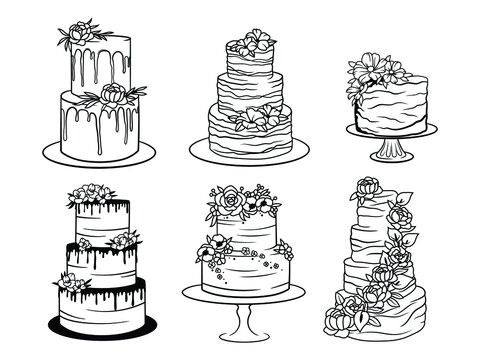 how to draw a wedding cake step by step