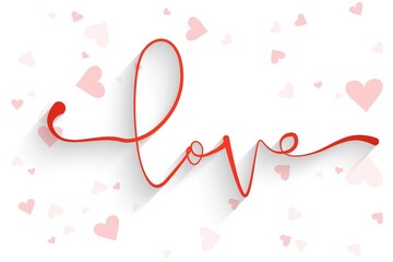 Creative caligraphy love text with card background