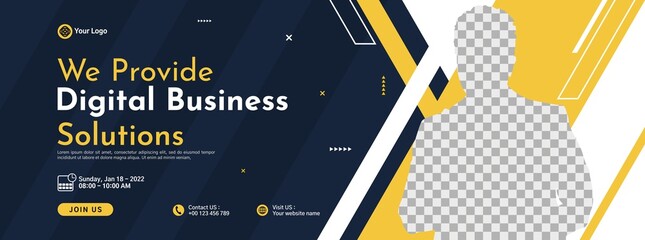 Business conference banner template design for webinar, marketing, online class program, etc