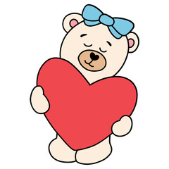 valentine-teddy-bear bear flat color design - SVG illustration for web, wedsite, application, presentation, Graphics design, branding, etc.