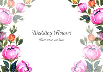.Romantic wedding invitation flowers frame card