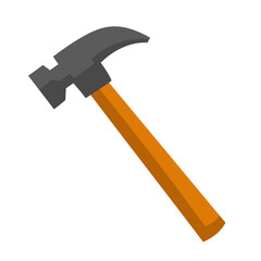 Hammer in cartoon style. Classic work tool.