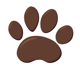 Dog paw print isolated on white background.