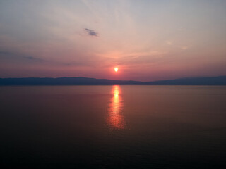 Fototapeta na wymiar Colorful sunrise at lake Ohrid
