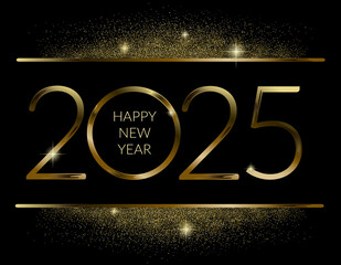 2025 Happy new year in golden design