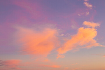 Naklejka na ściany i meble Evening sky with colorful sunlight, Dusk sky background.