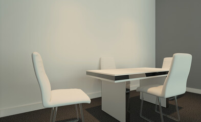 Open space office interior with like conference room. Mockup. 3D rendering.