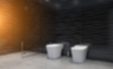 Clean and fresh bathroom with natural light. 3D rendering.. Suns. Abstract blur phototography.