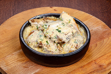 Tasty roasted chicken with cream