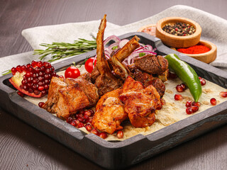 Caucasisian traditional mix grilled meat