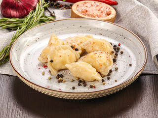 Varenyky dumplings with mashed potato