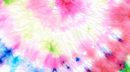 Yellow Spiral Tie Dye. Dyed Peace Fabric. Brush