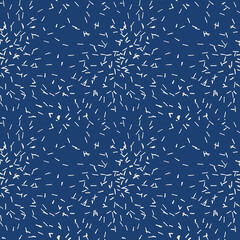 Indigo tie dye shibori vector seamless pattern. Minimalist geometric oriental  tile repeat in navy blue and off white. Organic texture. Japanese traditional print.