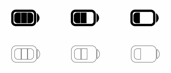Battery icons set. Battery charge level sign.