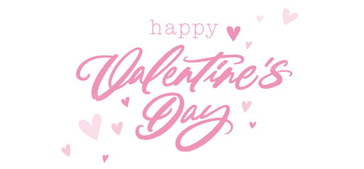 Happy Valentine's Day Hand Lettering With Cute Hearts