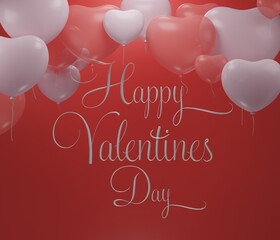 Festive banner with St. Valentine's Day. With balloons and congratulations