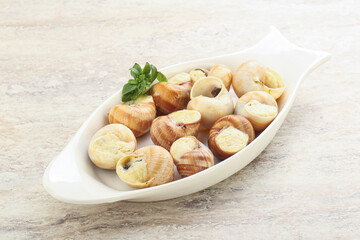 Delicous baked snail with butter - Escargot