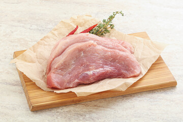 Raw pork schnitzel for roast