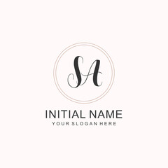 Initial SA beauty monogram and elegant logo design, handwriting logo of initial signature, wedding, fashion, floral