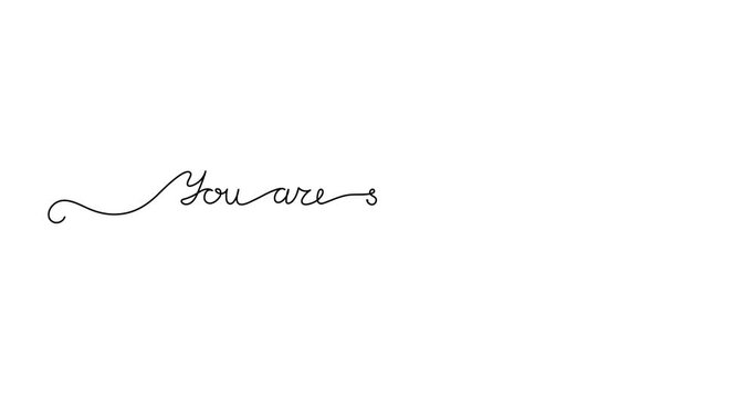 Animated illustration. Continuous One Line script cursive text you are so loved. Hand-drawn minimalist style. 4K video