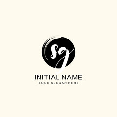 Initial SG beauty monogram, handwriting logo of initial signature, wedding, fashion, floral and botanical logo concept design.
