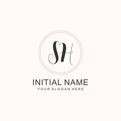 Initial SH beauty monogram and elegant logo design, handwriting logo of initial signature, wedding, fashion, floral