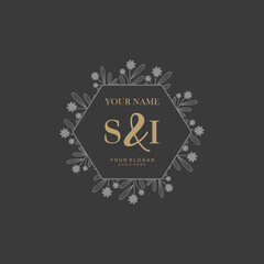 Initial letter SI beauty handwriting logo vector