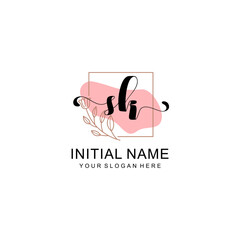 Initial SK beauty monogram, handwriting logo of initial signature, wedding, fashion, floral and botanical logo concept design.