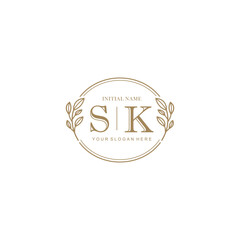 Initial letter SK beauty handwriting logo vector