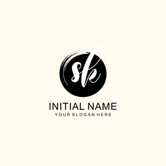Initial SK beauty monogram, handwriting logo of initial signature, wedding, fashion, floral and botanical logo concept design.