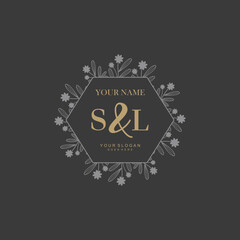 Initial letter SL beauty handwriting logo vector