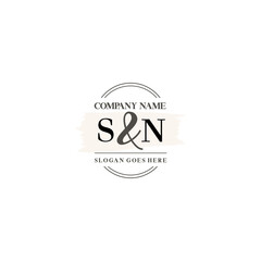 Initial letter SN beauty handwriting logo vector