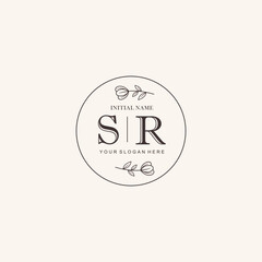 Initial letter SR beauty handwriting logo vector