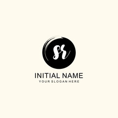 Initial SR beauty monogram, handwriting logo of initial signature, wedding, fashion, floral and botanical logo concept design.