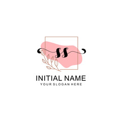 Initial SS beauty monogram, handwriting logo of initial signature, wedding, fashion, floral and botanical logo concept design.