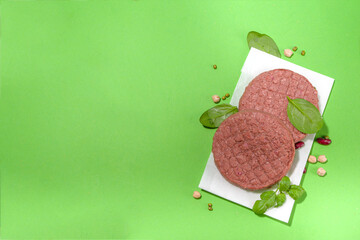 Lab-grown or plant based meat burger cutlet