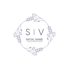 Initial SV beauty monogram and elegant logo design, handwriting logo of initial signature, wedding, fashion, floral