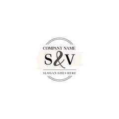 Initial letter SV beauty handwriting logo vector