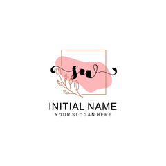 Initial SW beauty monogram, handwriting logo of initial signature, wedding, fashion, floral and botanical logo concept design.