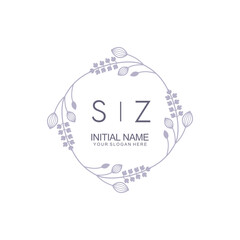 Initial SZ beauty monogram and elegant logo design, handwriting logo of initial signature, wedding, fashion, floral