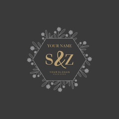 Initial letter SZ beauty handwriting logo vector