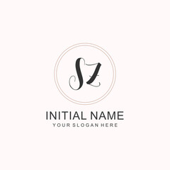 Initial SZ beauty monogram and elegant logo design, handwriting logo of initial signature, wedding, fashion, floral